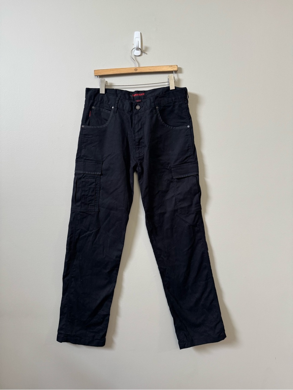 TOUGHDUCK men’s relaxed fit flex twill cargo work pants - Black